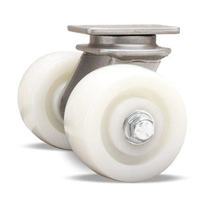Hamilton 4" x 2" White Nylon Swivel Dual Wheel Caster – 1000 lb