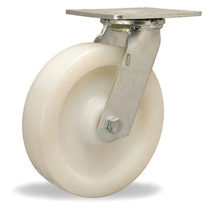 Hamilton S-MS-8WNB 8" x 2" White Nylon Swivel Caster – 1250 lb