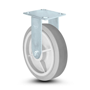 8" x 2" Thermo Rubber Rigid Stainless Kingpinless Caster – 600 lb