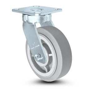 6" x 2" Thermo Rubber Swivel Stainless Kingpinless Caster – 600 lb