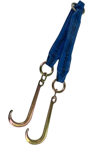 5,400 lb V-Bridle Strap 4" x 36" Diamond Weave & 15" J-Hooks