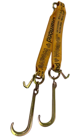 5,400 lb V-Bridle Strap 4" x 36" Diamond Weave J-Hooks & TJ Hooks