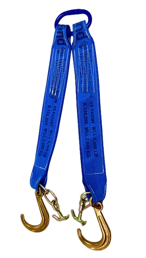 5,400 lb Towing V Bridle 4" x 24" Diamond Weave 8" J & TJ Hook