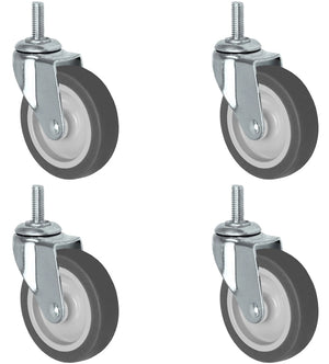 3" Thermo Rubber Swivel Caster – 3/8" Threaded Stem