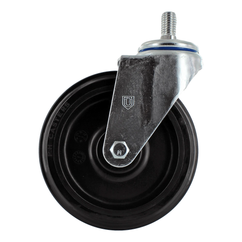 5 Inch Front Swivel Shopping Cart Caster with Lock Nut - Zinc Plated Steel | 250 lbs Capacity CasterHQ