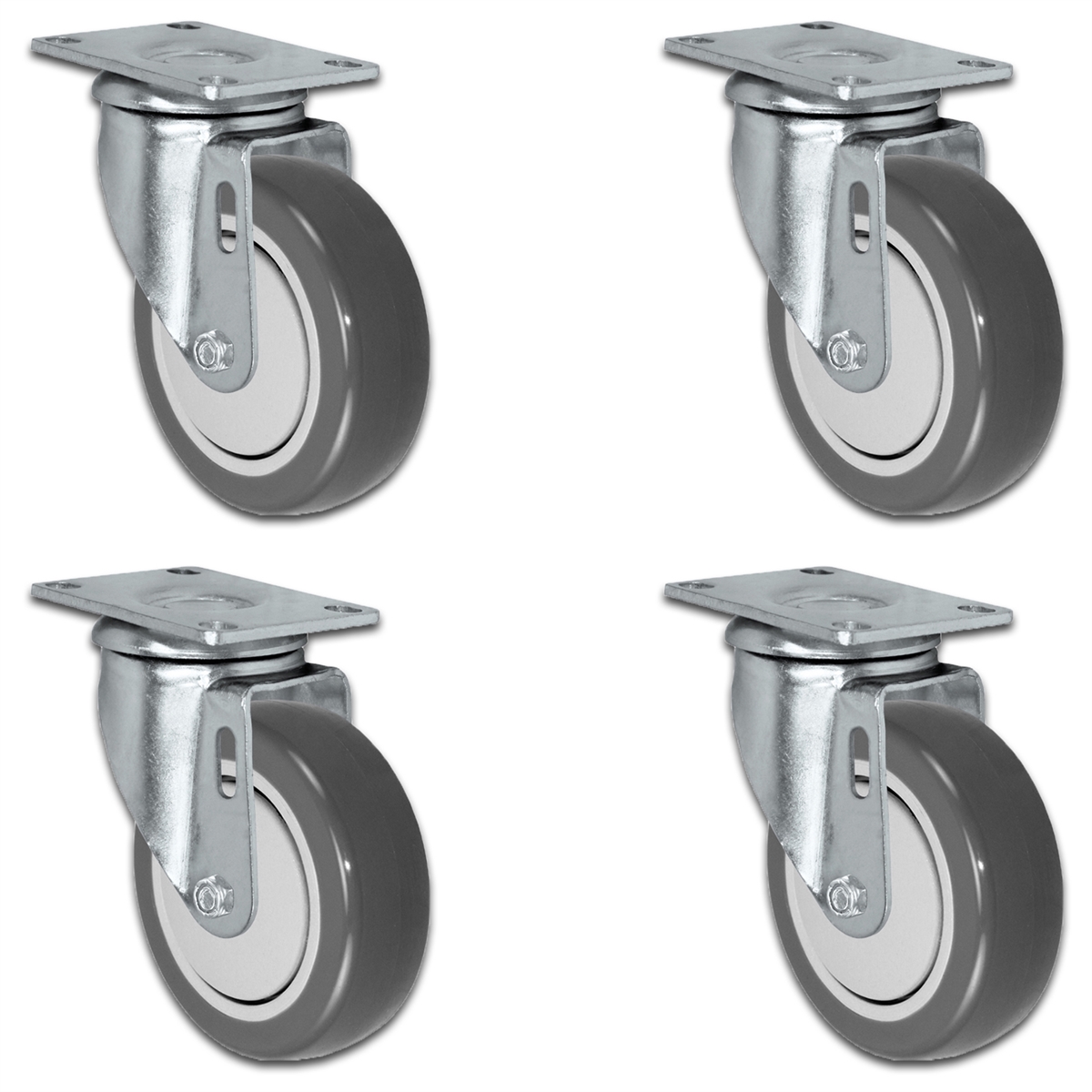 X Gray Polyurethane On Polyolefin Caster Set Of All Swivel