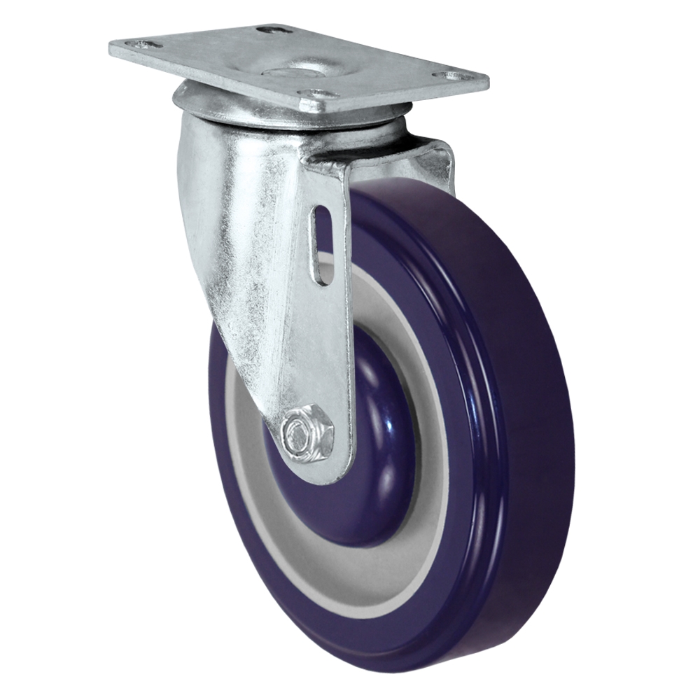 5 X 1 25 Purple Polyurethane On Polyolefin Wheel Swivel Caster