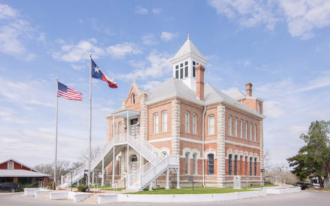 Grimes County Courthouse in Anderson, Texas, the town named in the release, not the Nexio campus