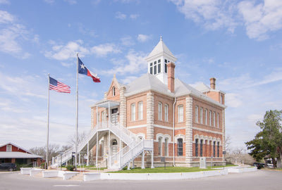 Grimes County Courthouse in Anderson, Texas, the town named in the release, not the Nexio campus