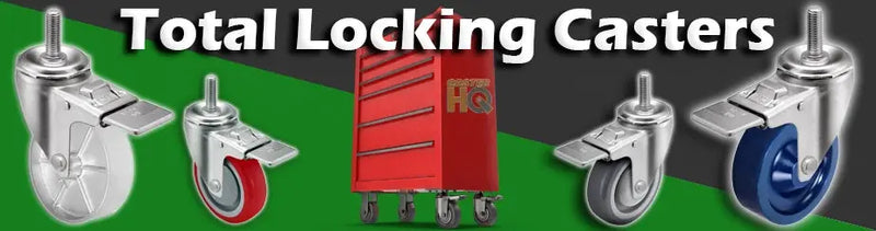Stem Mount Total Locking Casters (Wheel and Swivel Lock) 1/2-13 Thread, 3–5 Inch Wheels