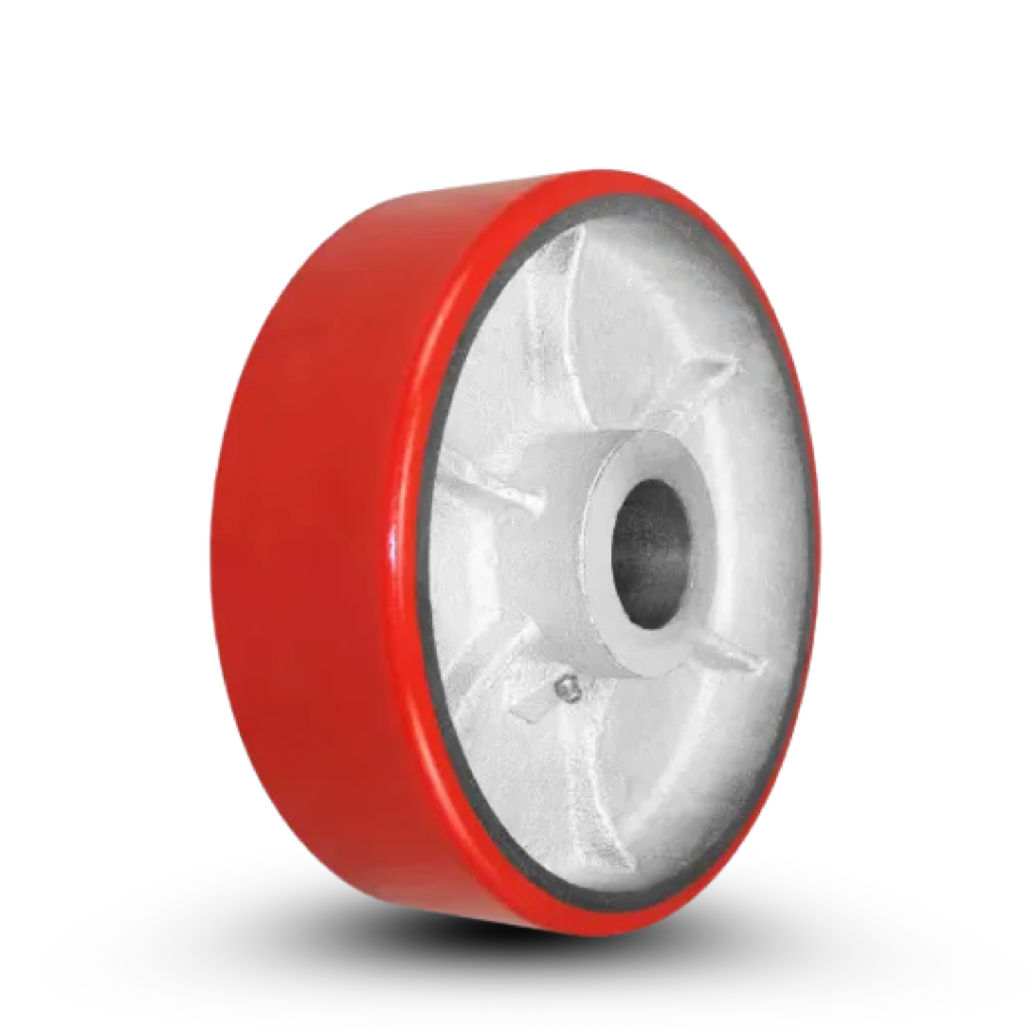 W/ RED POLY ON IRON WHEELS