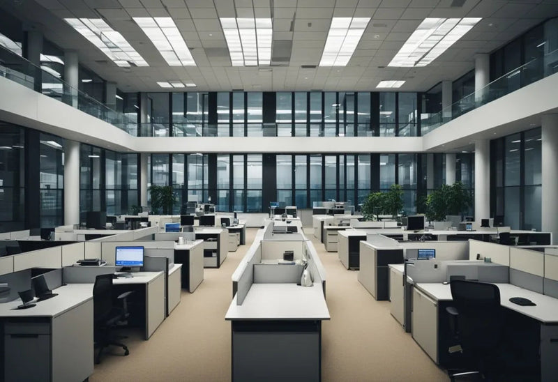 Desk lift moving a loaded office desk
