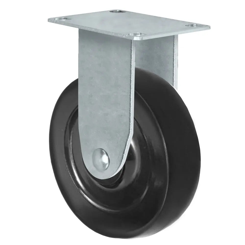 Durastar 2" x 7/8" hard rubber Rigid caster with 100 lb capacity and 1-1/4" x 2-1/16" top plate for light-duty industrial and commercial applications, offering smooth and durable movement.