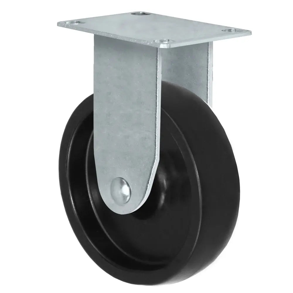 Durastar 2" x 7/8" Polyolefin Rigid Caster with 100 lb capacity and 1-1/4" x 2-1/16" top plate, designed for smooth movement and enhanced maneuverability in carts, office furniture, and light machinery.
