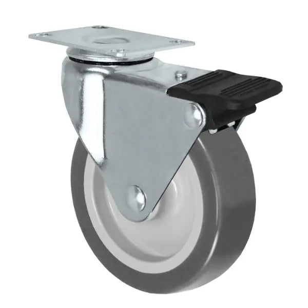 Durastar 2-1/2" x 7/8" Polyurethane on Polyolefin Swivel Caster - 100 lb Capacity, 1-1/4" x 2-1/16" Top Plate Durastar