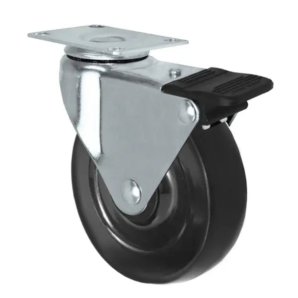 Durastar 2-1/2" x 7/8" Soft Rubber Swivel Caster – 90 lb Capacity, 1-1/4" x 2-1/16" Top Plate for Light-Duty Applications Durastar