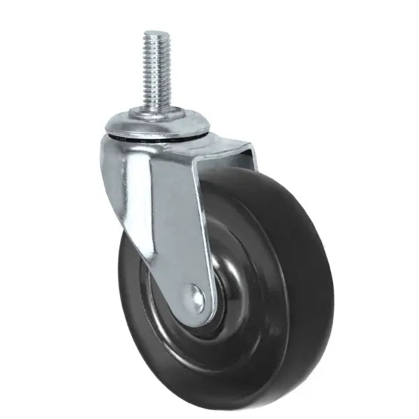 Durastar 2" hard rubber swivel caster with 90 lb capacity, featuring compact design for versatile light-duty applications in office and retail settings