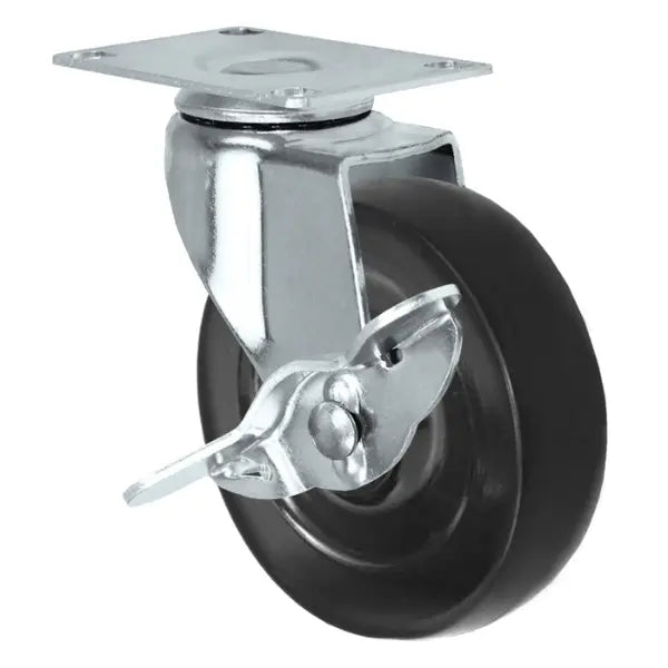 Durastar 2" x 7/8" Soft Rubber Swivel Caster - 90 lb Capacity, 1-1/4" x 2-1/16" Top Plate Durastar