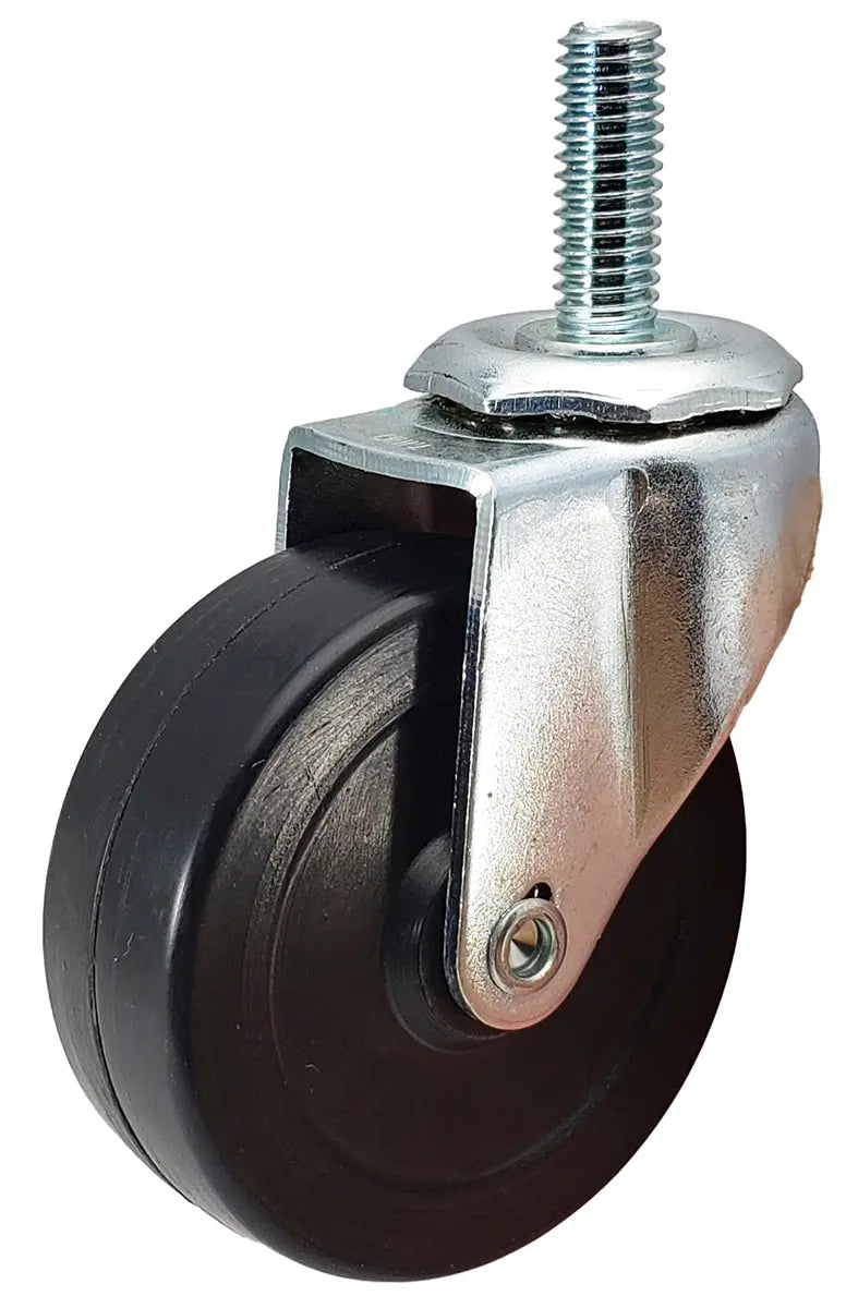 2-1/2" Swivel Stem Caster | Black Hard Rubber Wheel | Threaded Stem 3/8"-16 x 1" | 100 lbs Capacity -  | CasterHQ