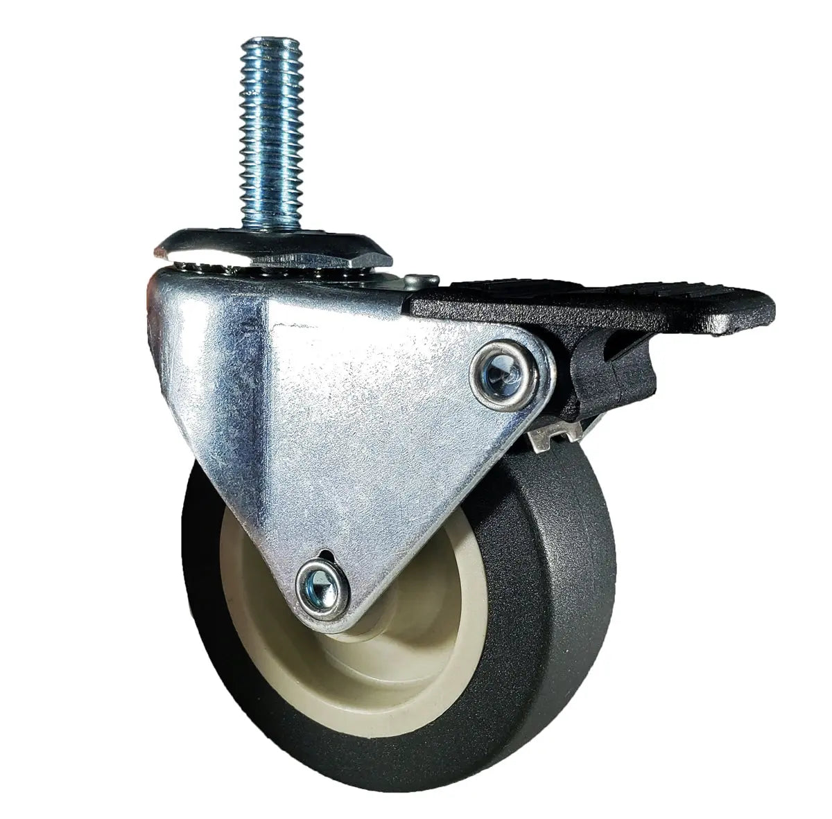 2" Locking Stem Caster | Non-Marking Polyurethane Wheel | Threaded Stem 3/8"-16 x 1" | 90 lbs Capacity NSF APPROVED