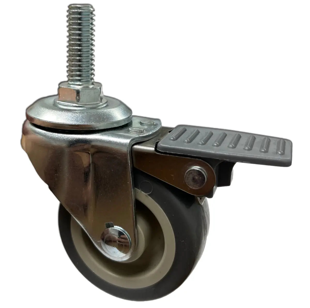 2" Locking Stem Caster | Non-Marking TPR Wheel | Threaded Stem 3/8"-16 x 1" | 90 lbs Capacity NSF APPROVED