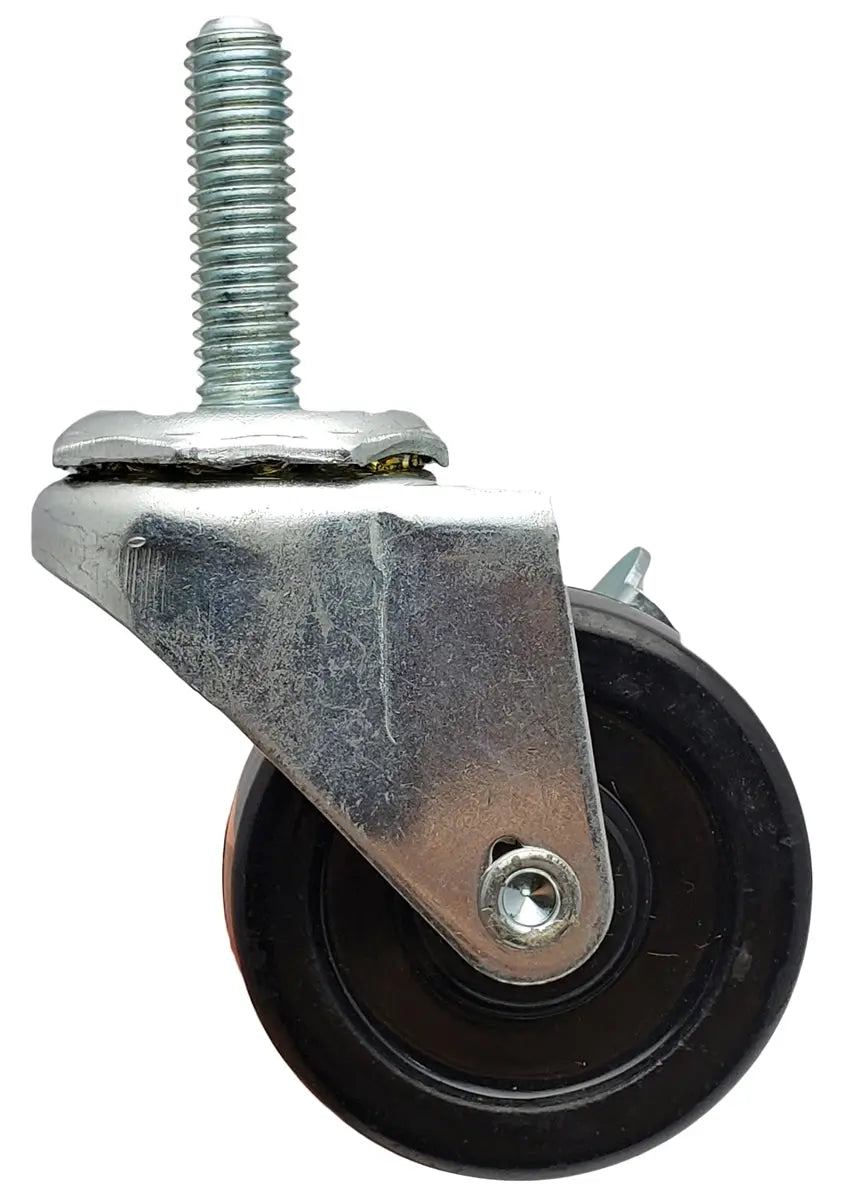 2" Locking Stem Caster | Black Hard Rubber Wheel | Threaded Stem 3/8"-16 x 1-1/4" | 100 lbs Capacity -  | CasterHQ