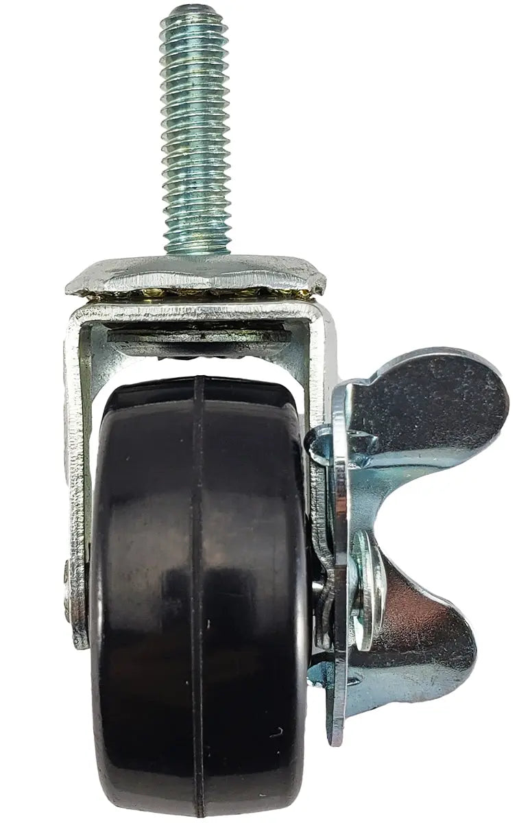 2" Locking Stem Caster | Black Hard Rubber Wheel | Threaded Stem 3/8"-16 x 1-1/4" | 100 lbs Capacity -  | CasterHQ
