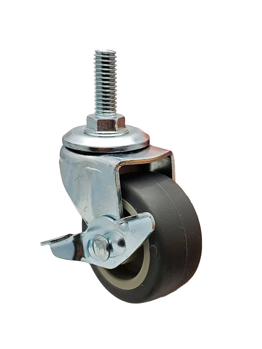 2" Stem Caster | Non-Marking Thermo Rubber Wheel | Threaded Stem 3/8"-16 x 1" | 90 lbs Capacity NSF APPROVED