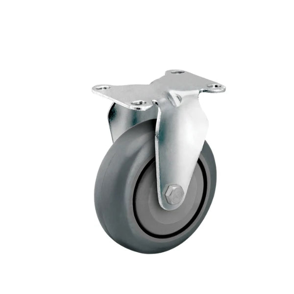 Faultless Medical 3" x 1-1/4" Grey Crowned Polyurethane Stainless Steel Rigid Caster - 2-1/2" x 3-5/8" Top Plate, 300 lbs Capacity | SKU: 04XA03051R Faultless