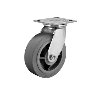 Faultless Medical 8" x 2" Grey Rubber Stainless Steel Swivel Caster - 4" x 4-1/2" Top Plate, 675 lbs Capacity | SKU: 05XS08201S Faultless