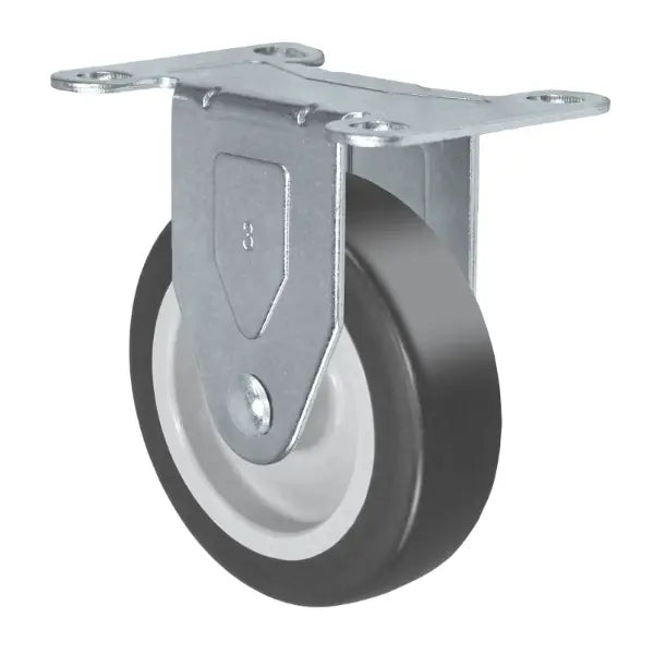 Durastar 5" polyurethane on polyolefin rigid caster with 145 lb capacity, featuring a 2-3/8" x 3-5/8" top plate for versatile industrial and commercial applications