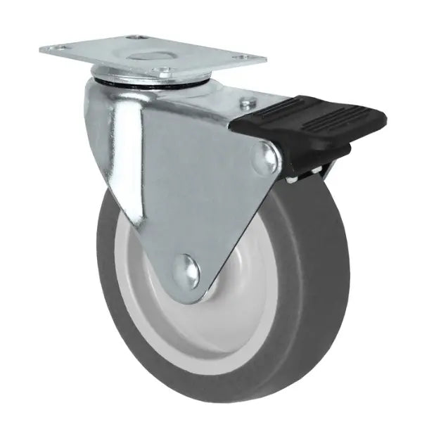 Durastar 3" x 1" Thermoplastic Rubber Swivel Caster - 100 lb Capacity, 2-3/8 x 3-5/8 Top Plate -  | CasterHQ