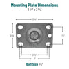 Durastar 2-1/2" x 1" Soft Rubber Rigid Caster - 95 lb Capacity, 2-3/8" x 3-5/8" Top Plate -  | CasterHQ