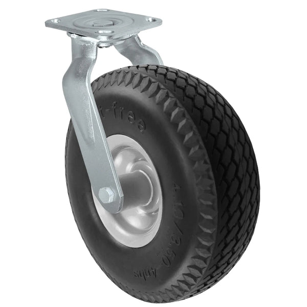 Durastar Pneumatic / Flat Free Specialty Casters 100 Series - 10" x 3-1/2" Flat Free Swivel Caster - 300 lb Capacity, 4" x 4-1/2" Top Plate Durastar