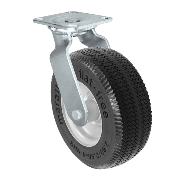 Durastar Pneumatic / Flat Free Specialty Casters 100 Series - 6" x 2" Flat Free Swivel Caster - 250 lb Capacity, 4" x 4-1/2" Top Plate Durastar