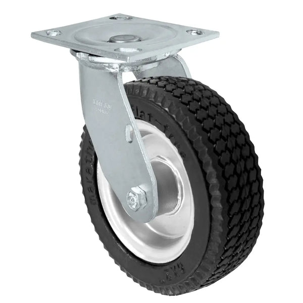 6" Flat Free Swivel Caster with Brake - 6" x 2" Foam Filled Tire - 250 lbs Capacity CasterHeadquarter