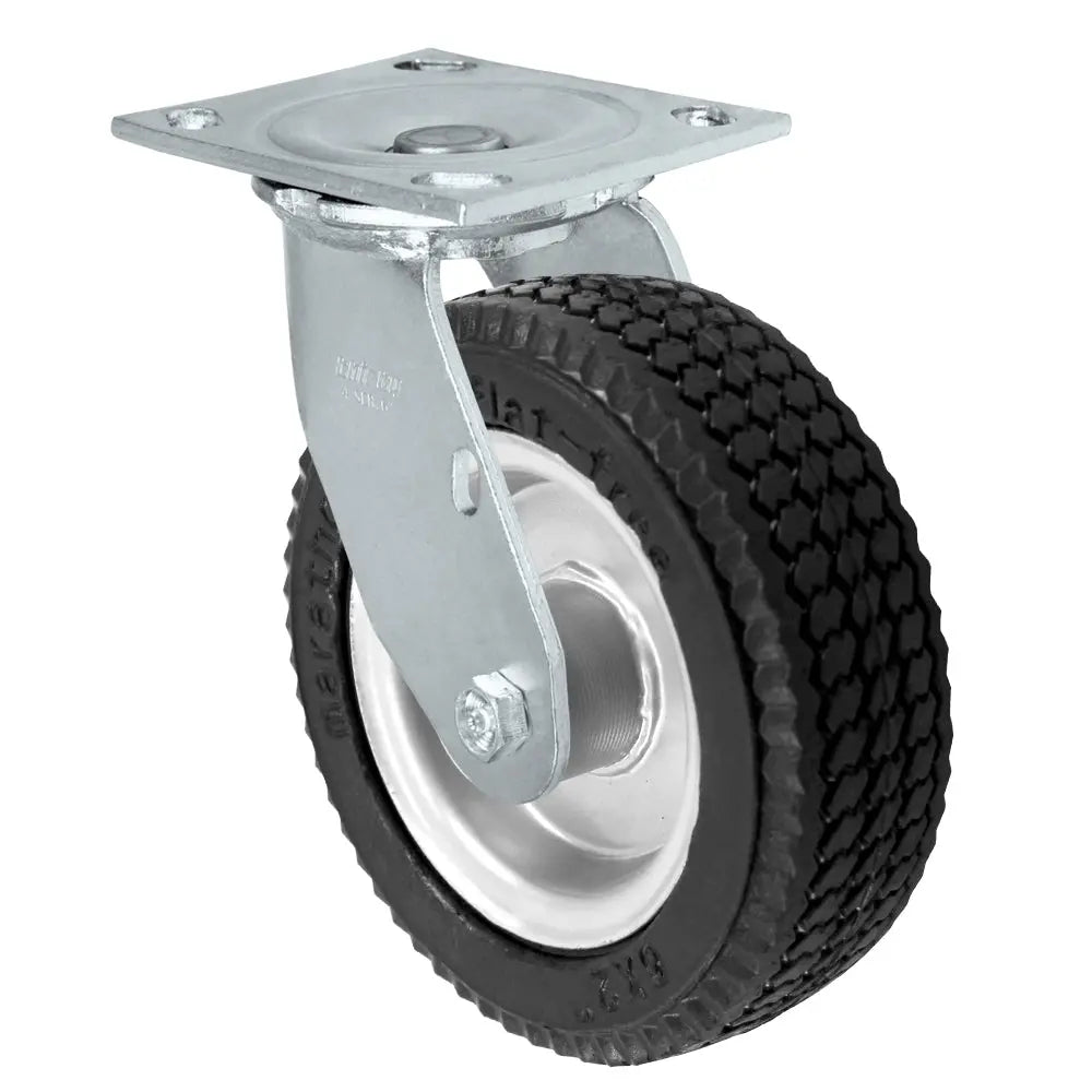 6" Flat Free Swivel Caster with Brake - 6" x 2" Foam Filled Tire - 250 lbs Capacity -  | CasterHQ