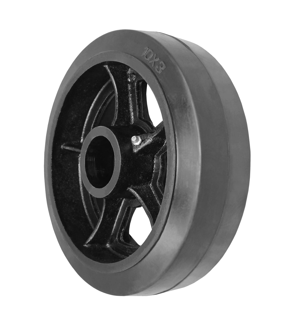 Durastar 10" x 3" Rubber on Steel Wheel, 1100 lbs Capacity and 1-15/16" Plain Bore -  | CasterHQ
