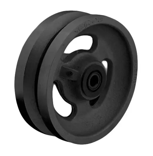 10" X 3" Black Ductile V-Groove Wheel - 7,000 lbs Capacity CasterHQ
