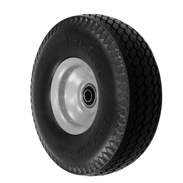 Durastar 10" (410/350-4) x 3-1/2" Flat-Free Offset Hub Wheel, 300 lbs Capacity and 1/2" Flanged Ball Bearing Durastar