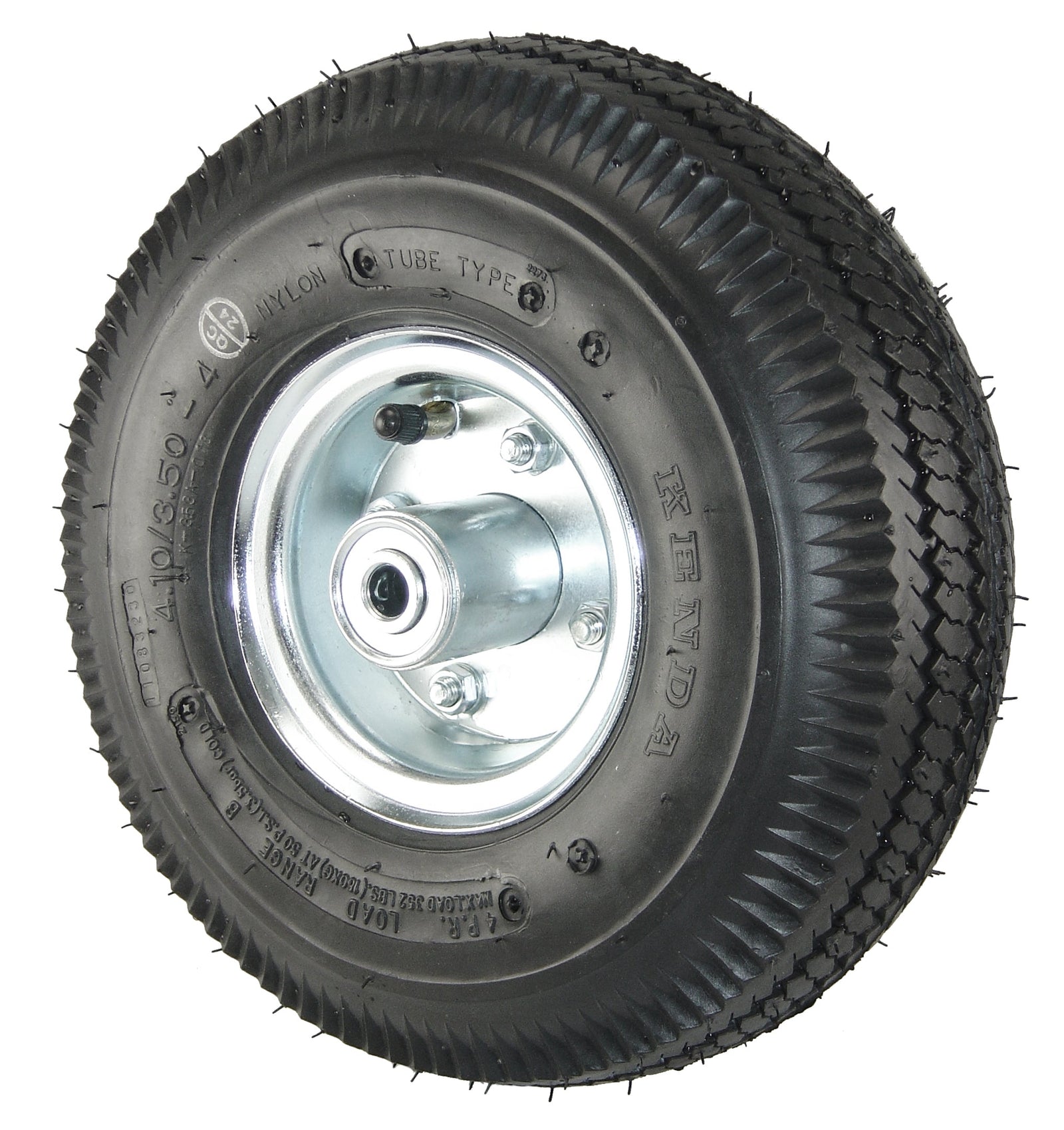 Durastar 10" (410/350-4) x 3-1/2" Pneumatic Wheel, 300 lbs Capacity and 1/2" Flanged Ball Bearing Durastar