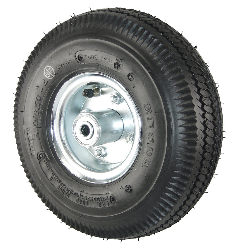 Durastar 10" (410/350-4) x 3-1/2" Pneumatic Wheel, 300 lbs Capacity and 1/2" Flanged Ball Bearing Durastar