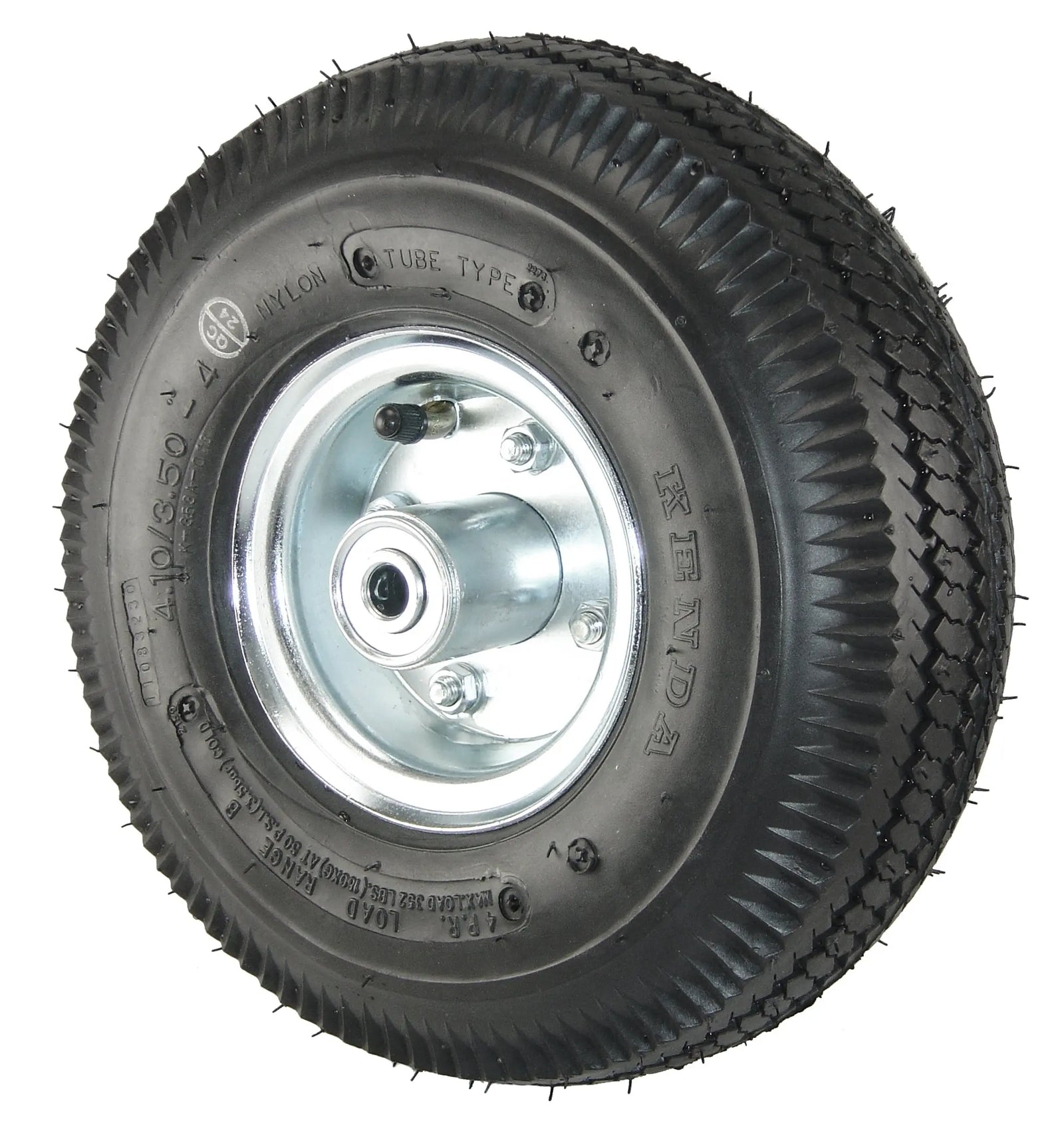 Durastar 10" (410/350-4) x 3-1/2" Pneumatic Wheel, 300 lbs Capacity and 1/2" Flanged Ball Bearing -  | CasterHQ