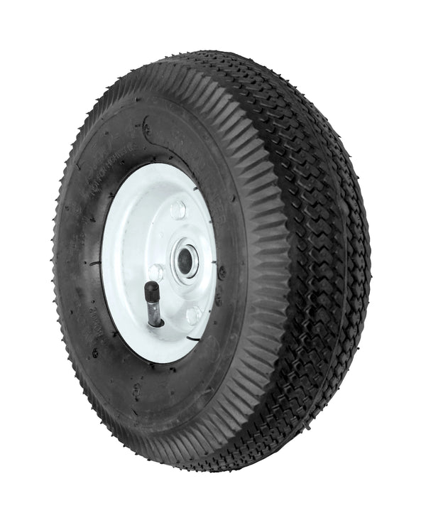 Durastar 10" (410/350-4) x 3-1/2" Pneumatic Offset Hub Wheel, 300 lbs Capacity and 5/8" Flanged Ball Bearing Durastar