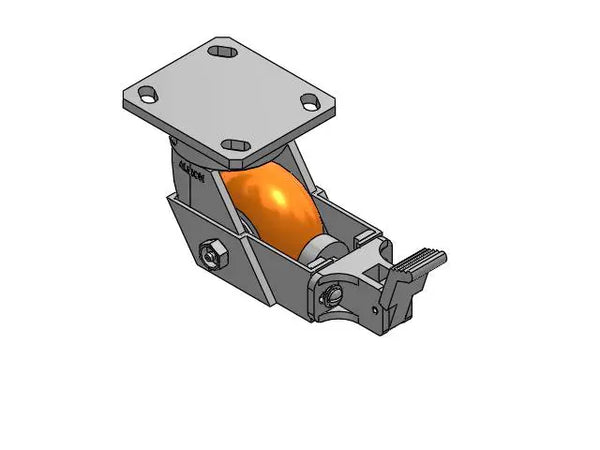 Albion Casters Kingpinless 4" x 2" MAX-Efficiency Orange Caster with Face Brake and 4" x 4.5" Plate - High-Durability Rubber for Industrial Use - Model 110AN04228SFBB Albion-Casters