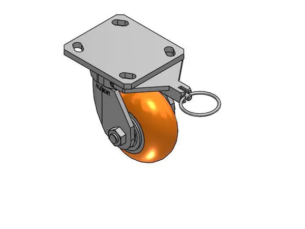 Albion Casters Kingpinless 4" x 2" MAX-Efficiency Orange Caster with 4" x 4.5" Plate & Swivel Lock - High-Performance Industrial Caster - Model 110AN04228SL Albion-Casters