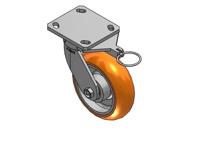 Albion Casters Kingpinless Caster 6" x 2" MAX-Efficiency Orange with 4" x 4.5" Plate & Swivel Lock - 110AN06228SLX | High-Performance Industrial Caster Albion-Casters