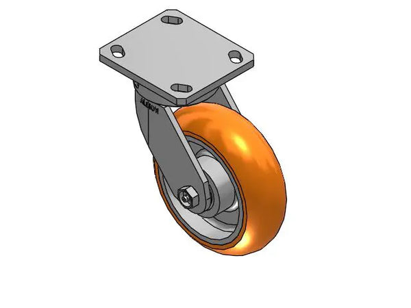 Albion Casters 6" x 2" Kingpinless MAX-Efficiency Orange Caster with 4" x 4.5" Plate - Heavy Duty Shock Absorption & Maintenance-Free - Model 110AN06228SX Albion-Casters