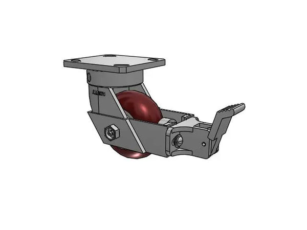Albion Casters Kingpinless 4" x 2" Maroon Caster with Face Brake - MAX-Efficiency Design, 4" x 4.5" Plate, Model 110AX04228SFBB Albion-Casters