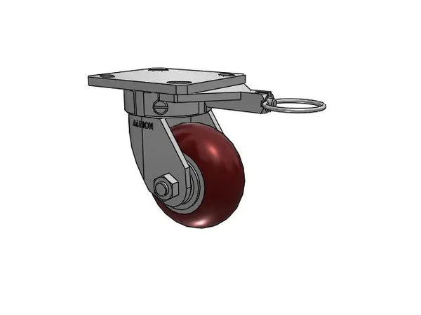 Albion Casters Kingpinless 4" x 2" MAX-Efficiency Maroon Caster with 4" x 4.5" Plate & Swivel Lock - High-Performance Industrial Caster for Smooth Movement Albion-Casters